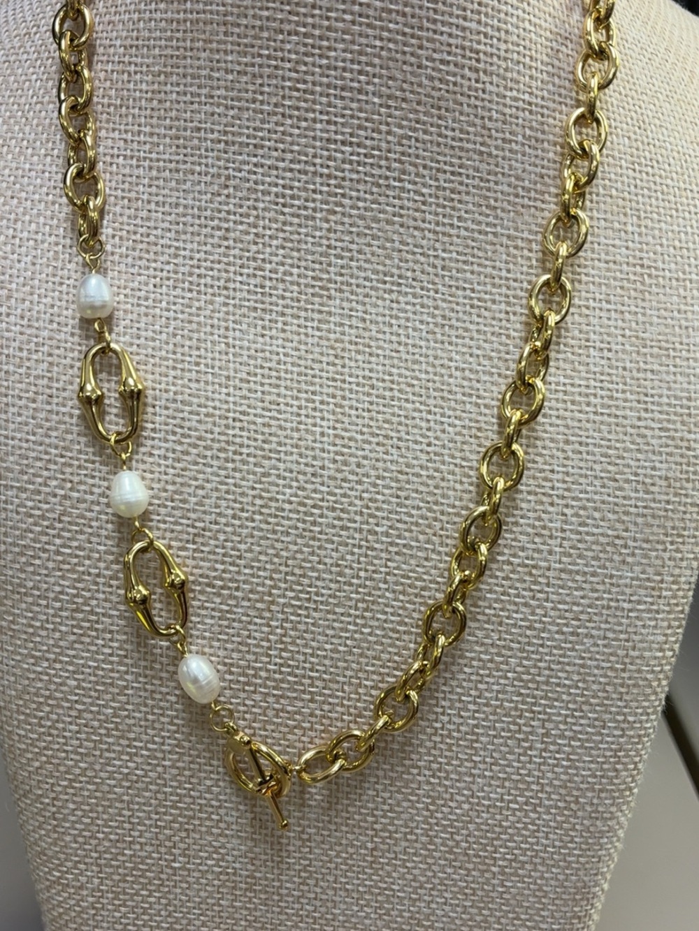 Gold Pearl Link Necklace - Women Jewelry Waterproof